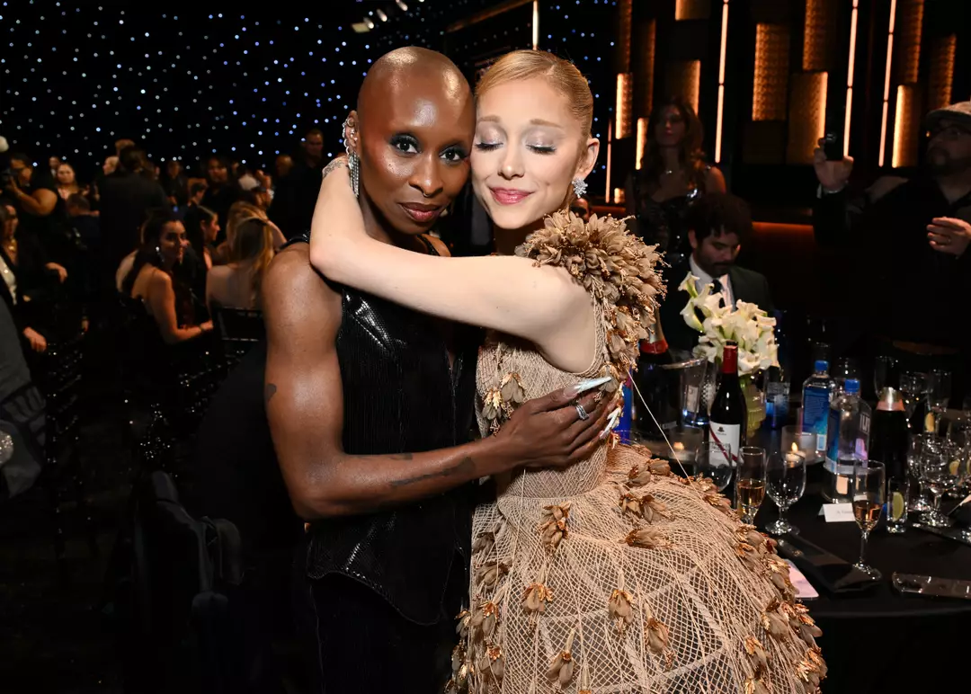Ariana Grande and Cynthia Erivo sharing a moment