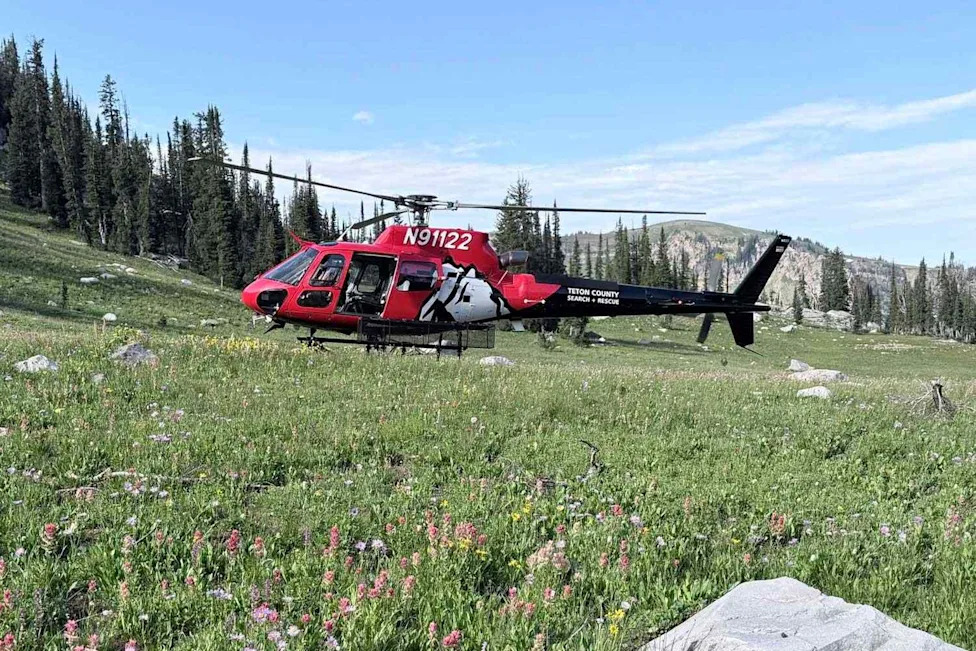 Rescue team members conducting a search in the Teton Range