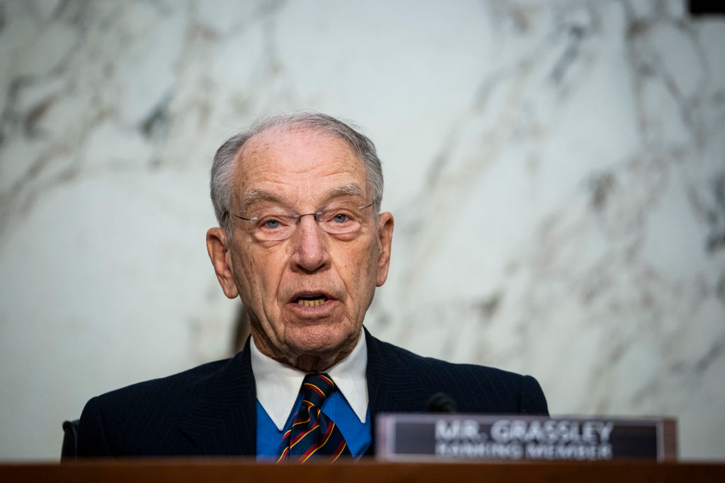 U.S. Senator Chuck Grassley of Iowa at hearing or press appearance