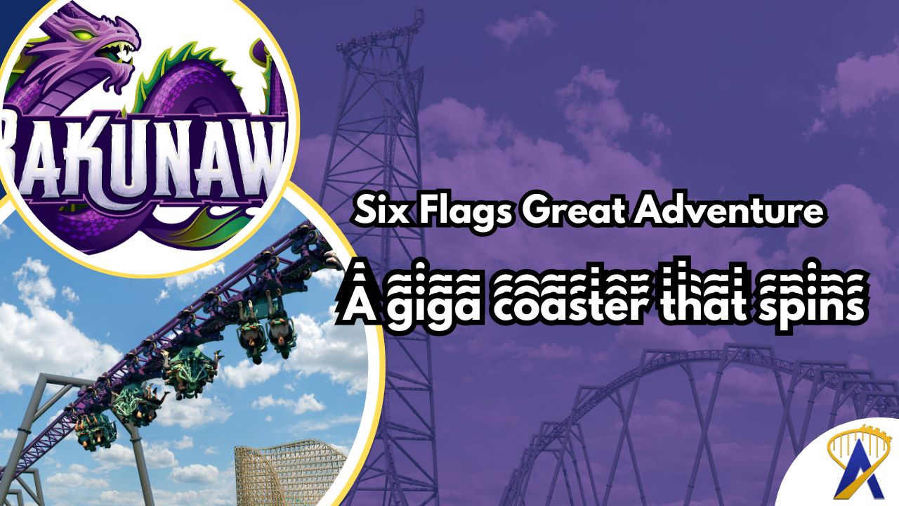 Bakunawa roller coaster track and tower at Six Flags Great Adventure