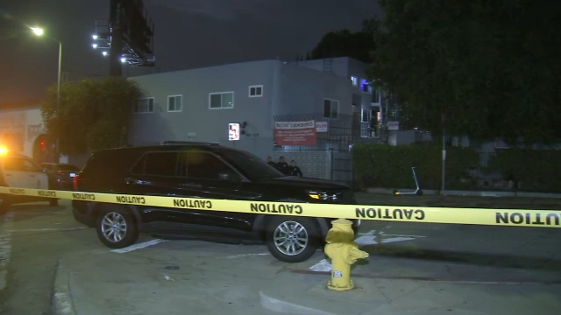Los Angeles Police Department officers responding to an apartment complex in Hollywood