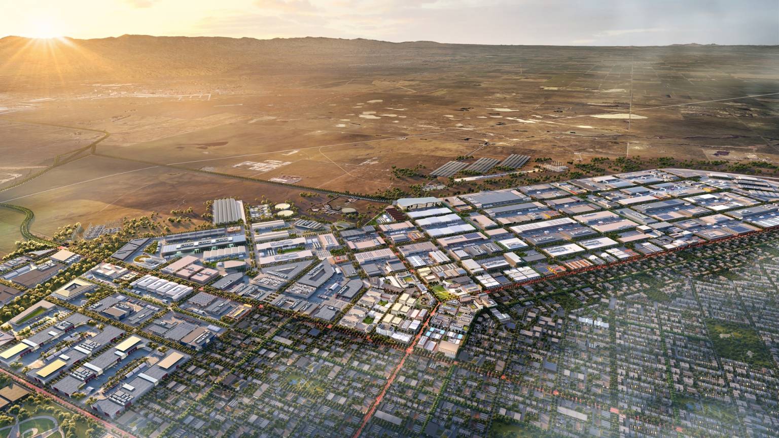 A rendering of the proposed California Forever development