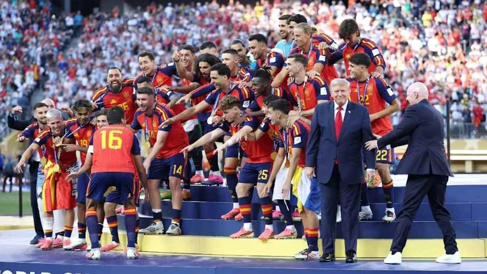 Spain edits Trump completely out of World Cup trophy photo after he tried to photobomb celebration