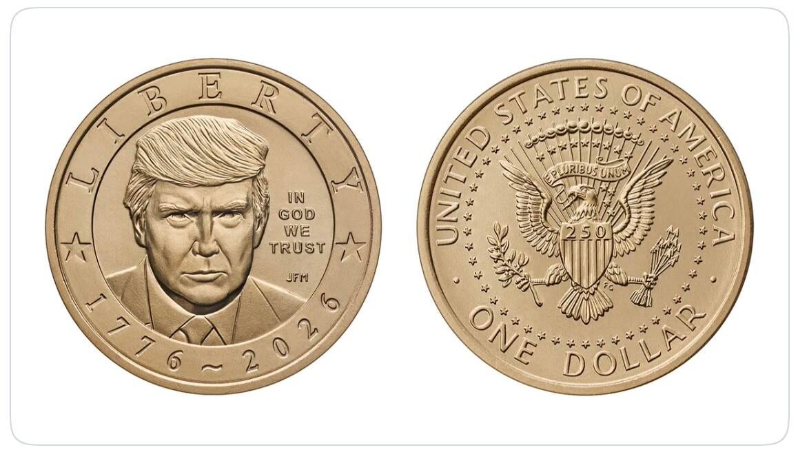 US Mint produces a $1 coin bearing Trump’s face to help celebrate America’s 250th birthday