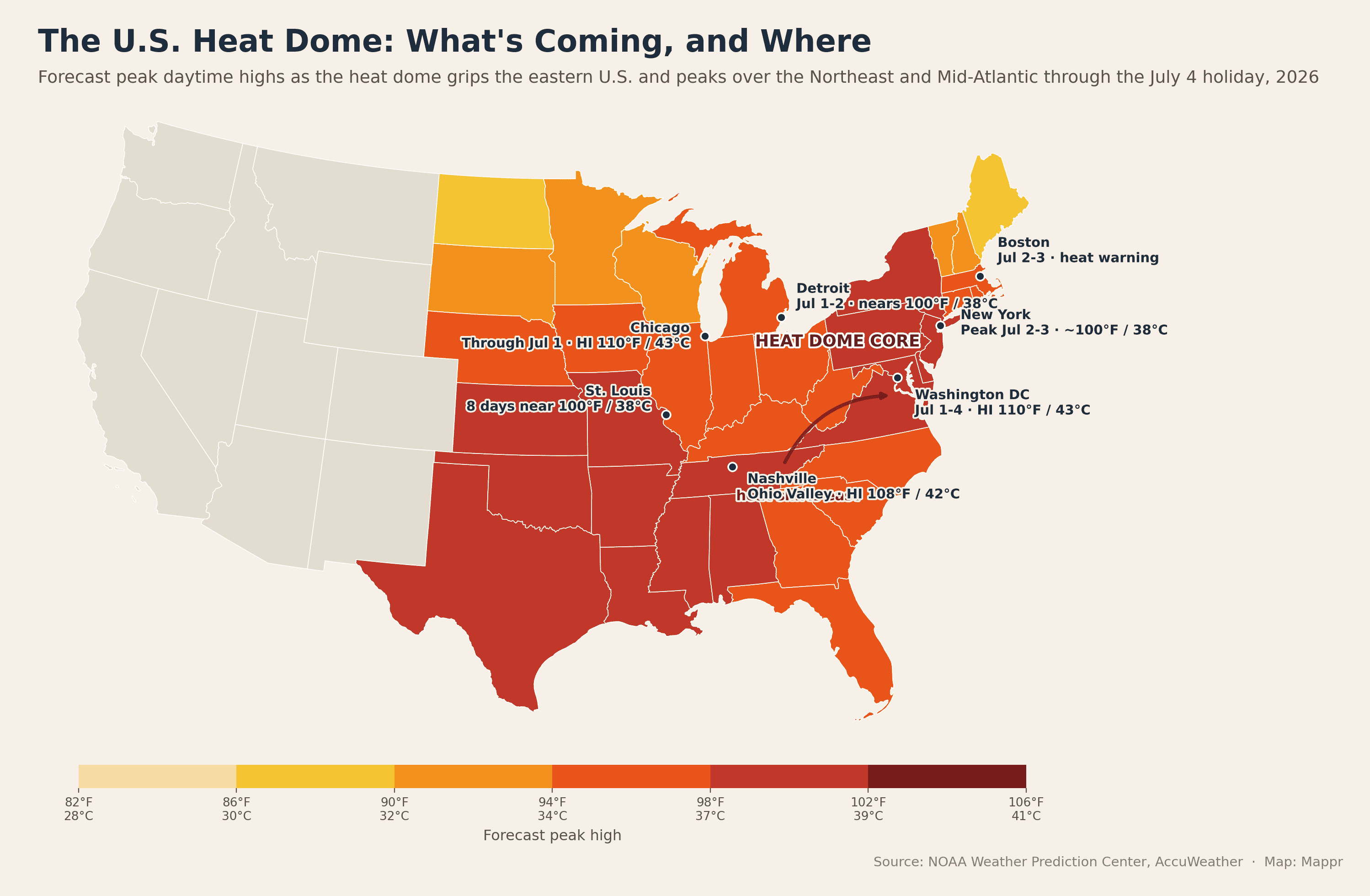 Heat dome expands across the central United States, creating dangerous conditions for millions