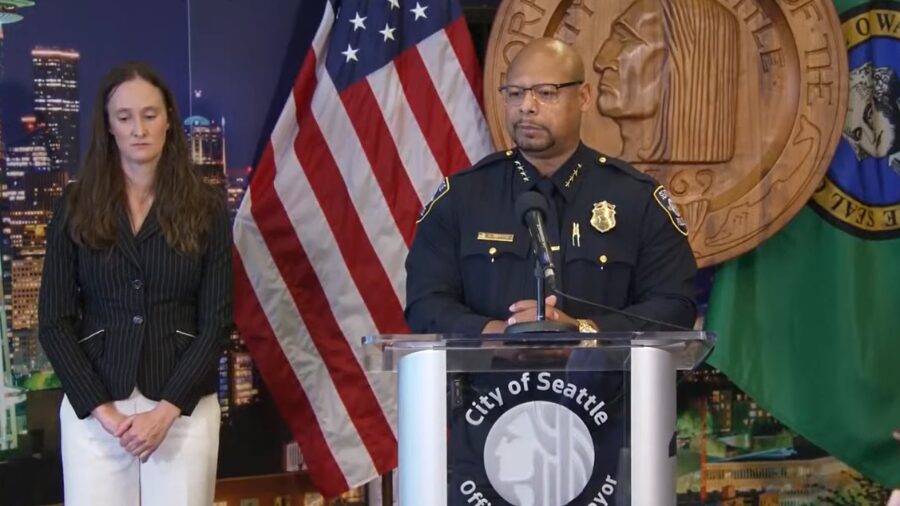 Mayor Katie Wilson speaks at a press conference