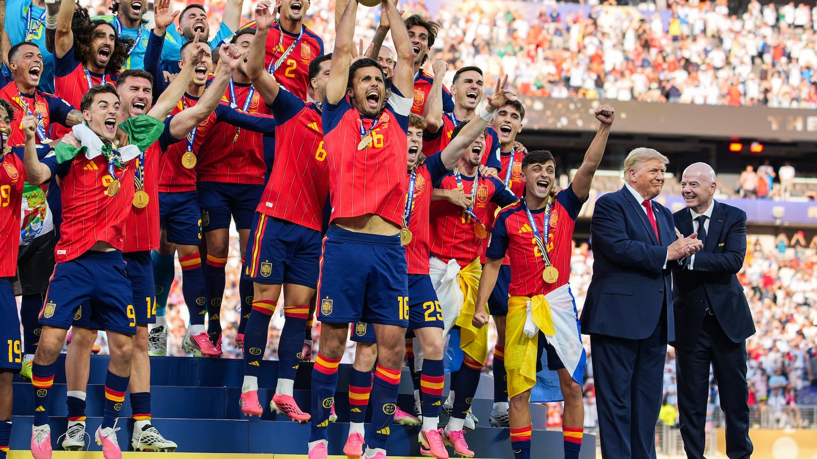 Spain edits Trump completely out of World Cup trophy photo after he tried to photobomb celebration