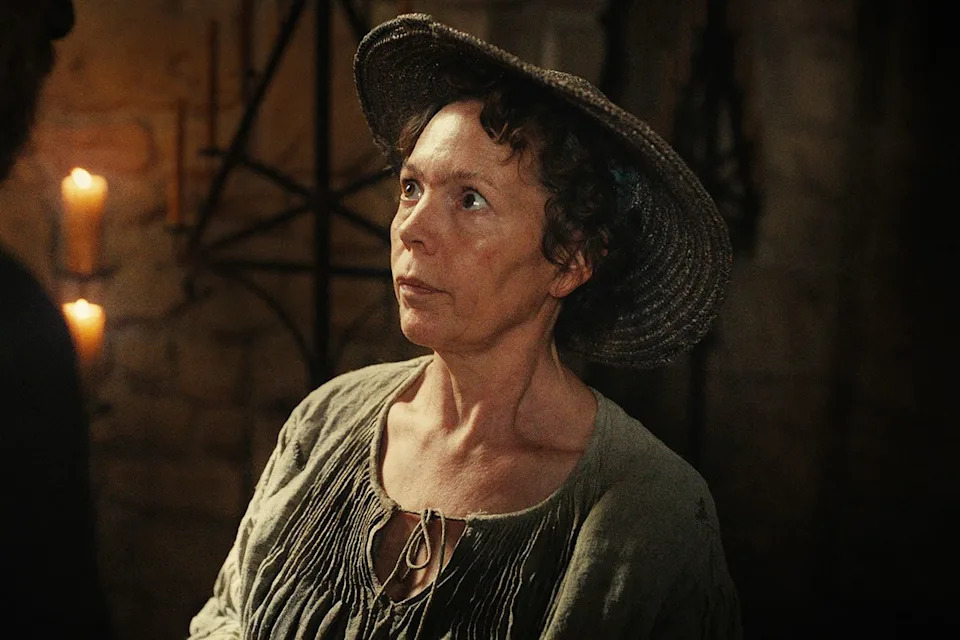 Olivia Colman as the Fisherwoman who commissions the wicker husband