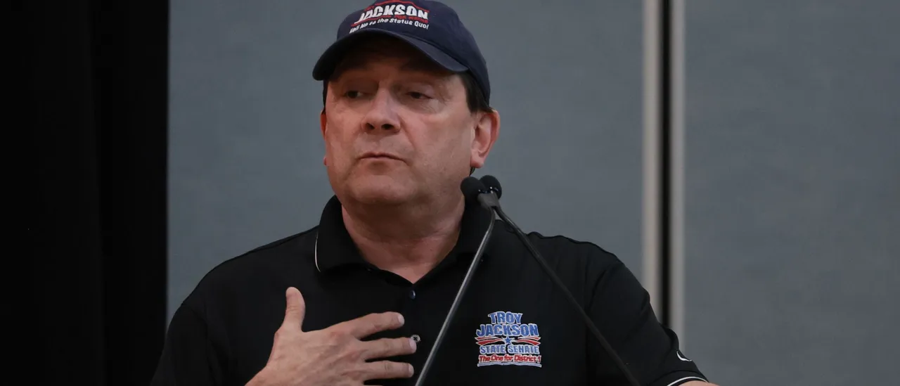 Jackson speaking at a campaign event in Bangor