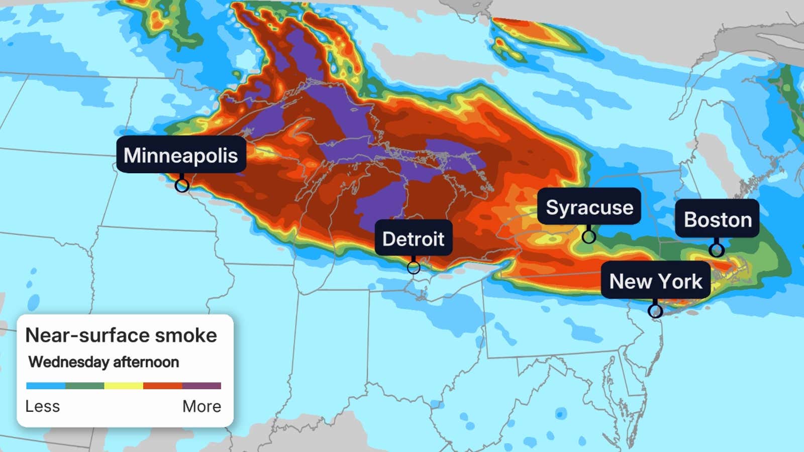 Wildfires expose millions in the Midwest and Northeast US to dangerous smoke
