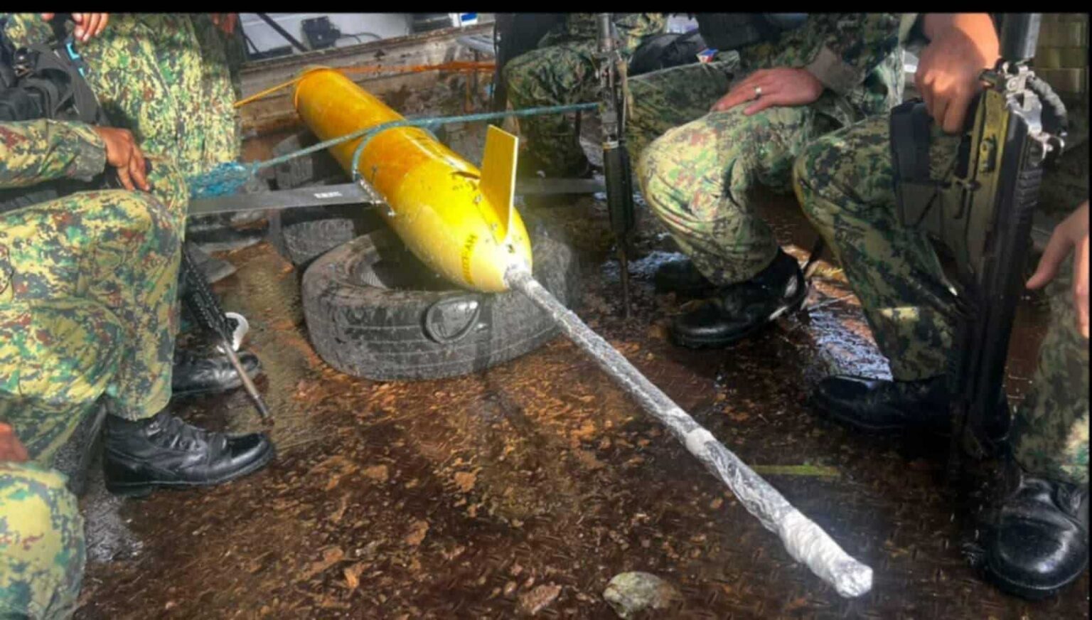 A Lightfish drone being prepared for deployment, showing its compact size and portability