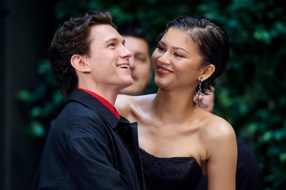Zendaya and Tom Holland at a Spider-Man premiere event
