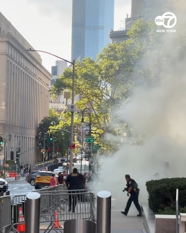 Person in custody after smoke and flames erupt outside New York federal building, FBI says