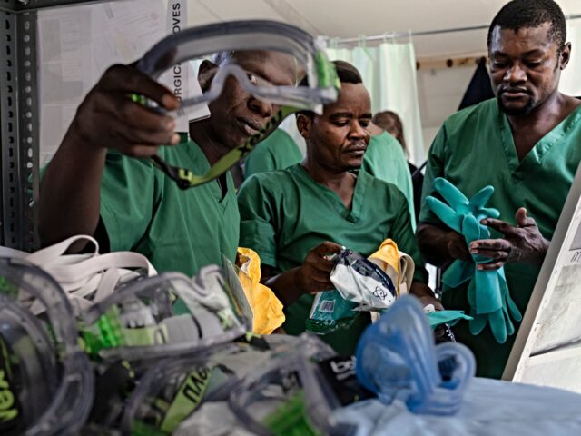 Ambulance disinfection at a treatment center in Bunia during the outbreak.