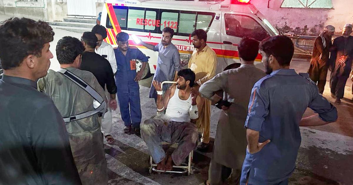 A police checkpoint damaged during the militant assault