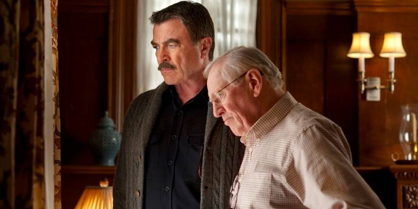 Tom Selleck on Blue Bloods' set during the show's later seasons