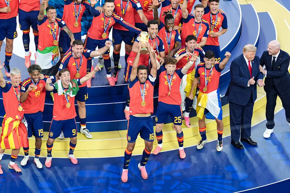 Spain edits Trump completely out of World Cup trophy photo after he tried to photobomb celebration