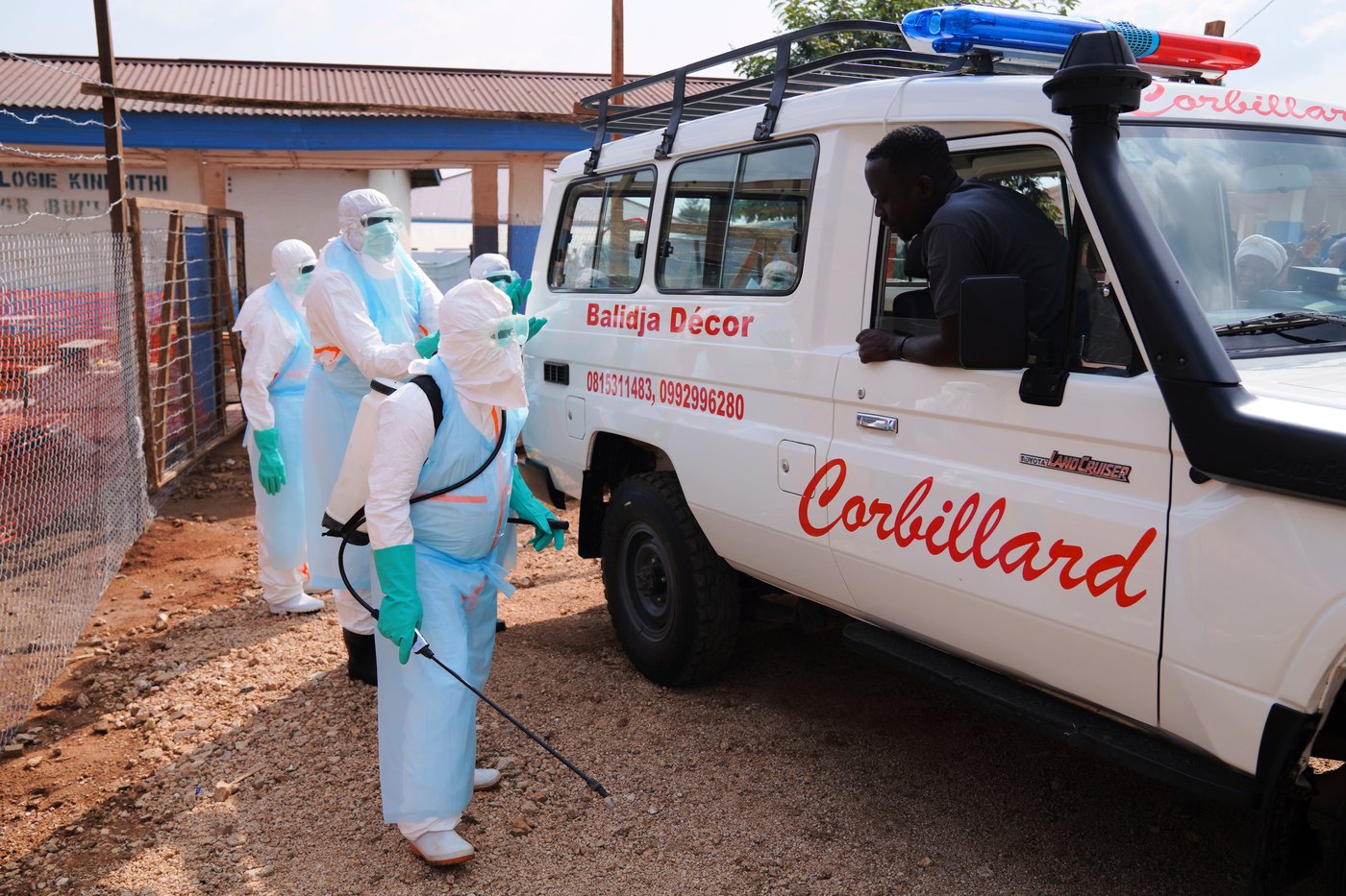 A health worker in full protective equipment during the Ebola response in eastern Congo.