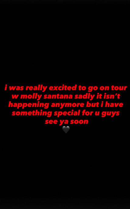 Social media announcement of the tour cancellation