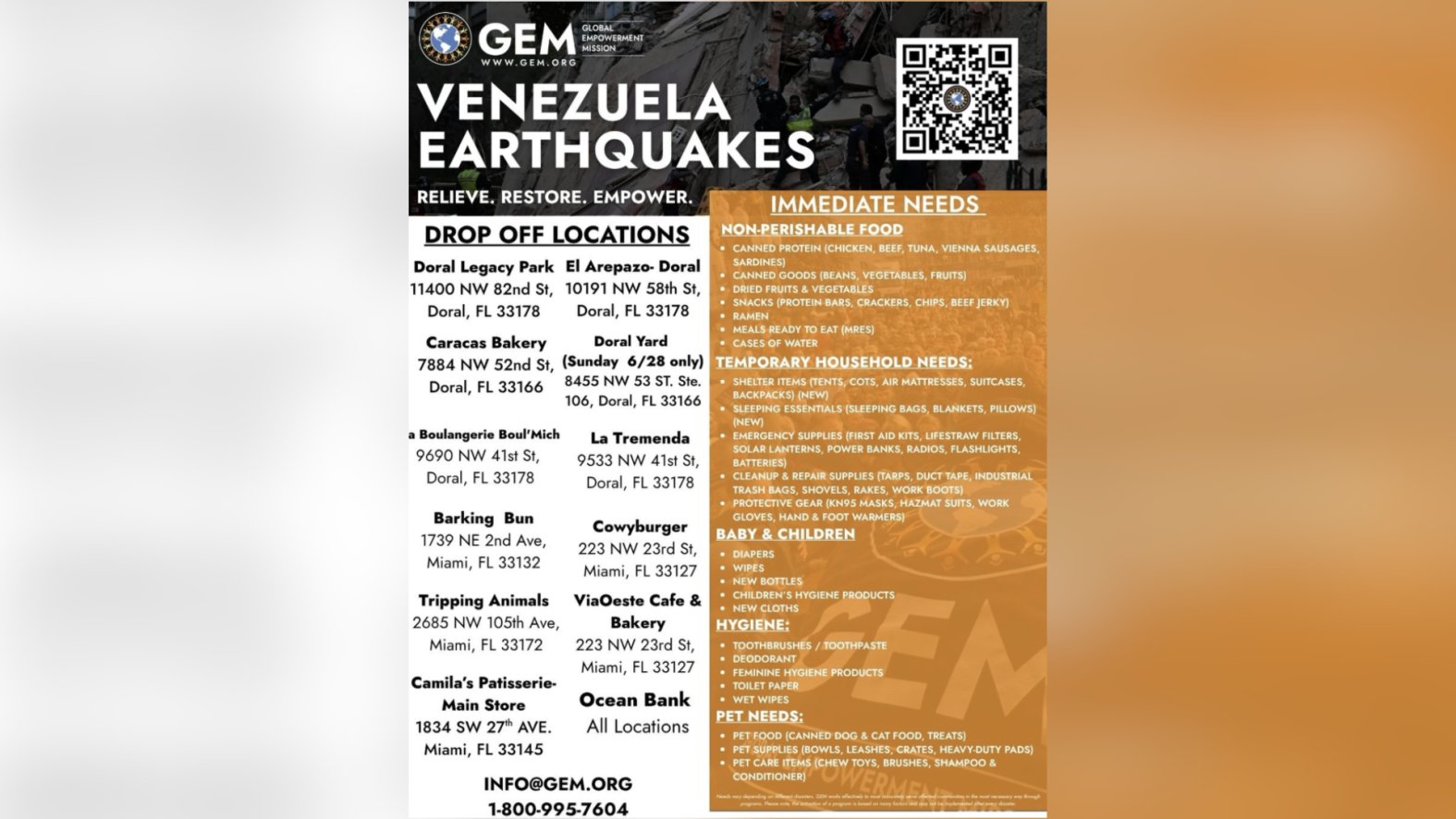 Earthquake aid keeps flowing from Florida to Venezuela, as volunteers unite to help recovery