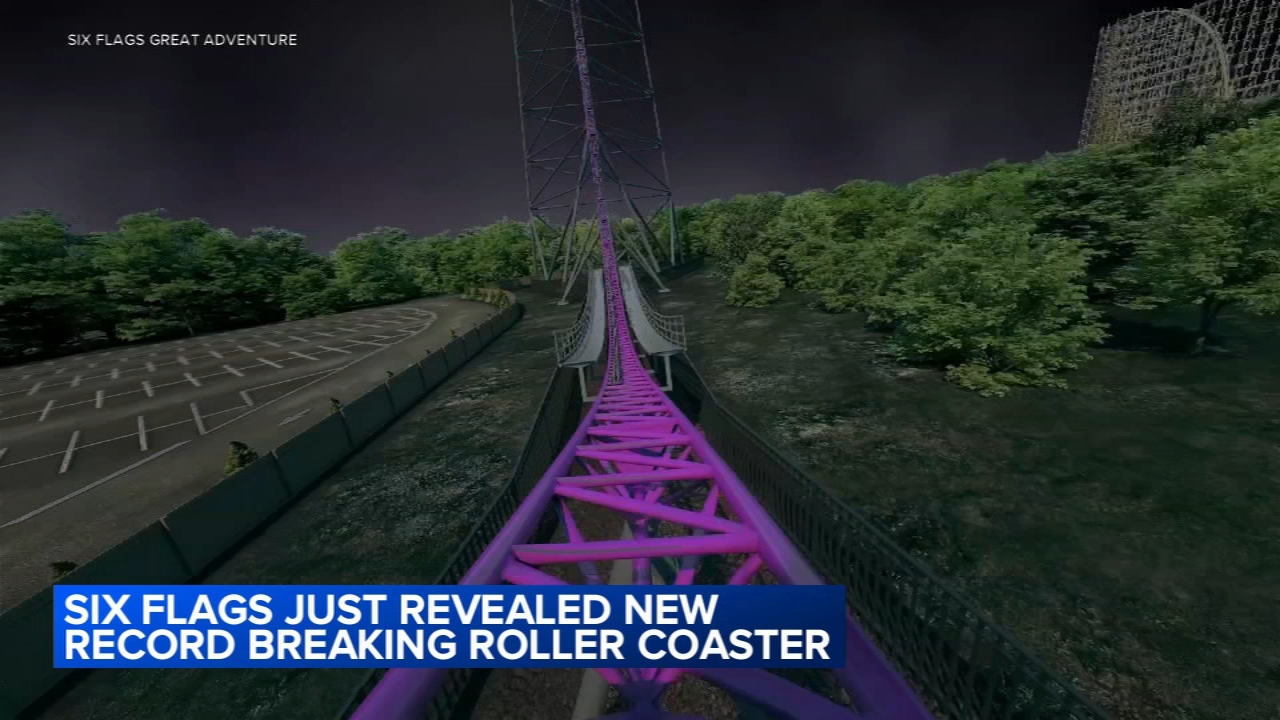 Bakunawa roller coaster trains and track at Six Flags Great Adventure