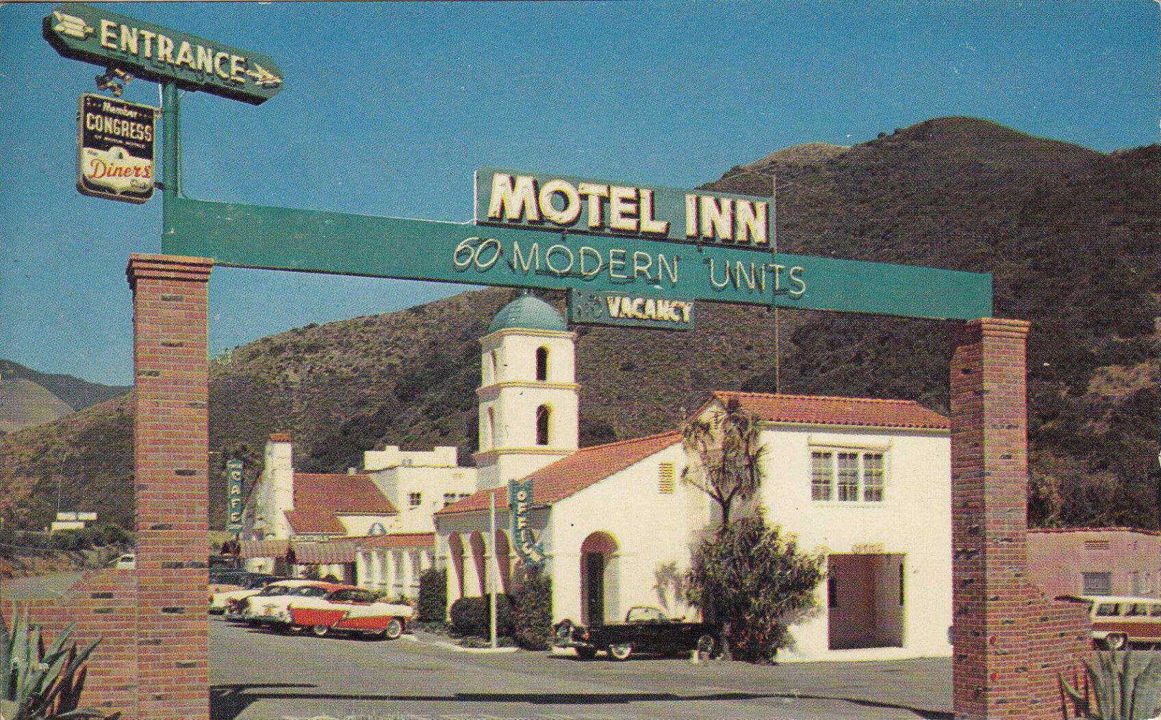 The Motel Inn site today with its mission bell tower.