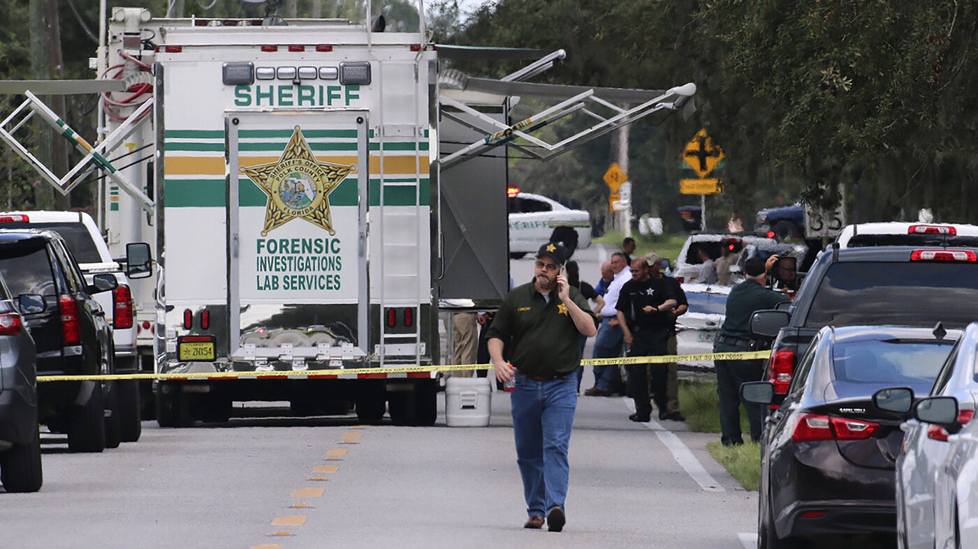 Evidence markers at the crime scene on Ranchette Road