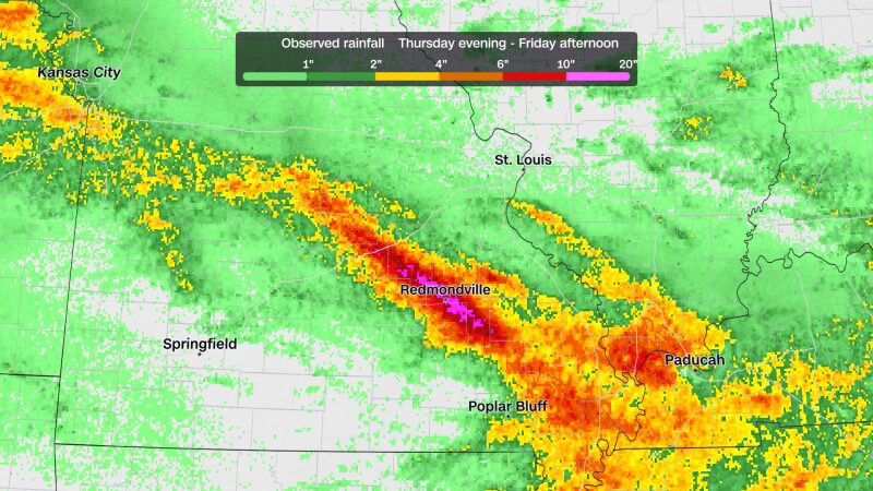 Emergency crews rescue about 20 after a campground building collapses in Missouri flooding