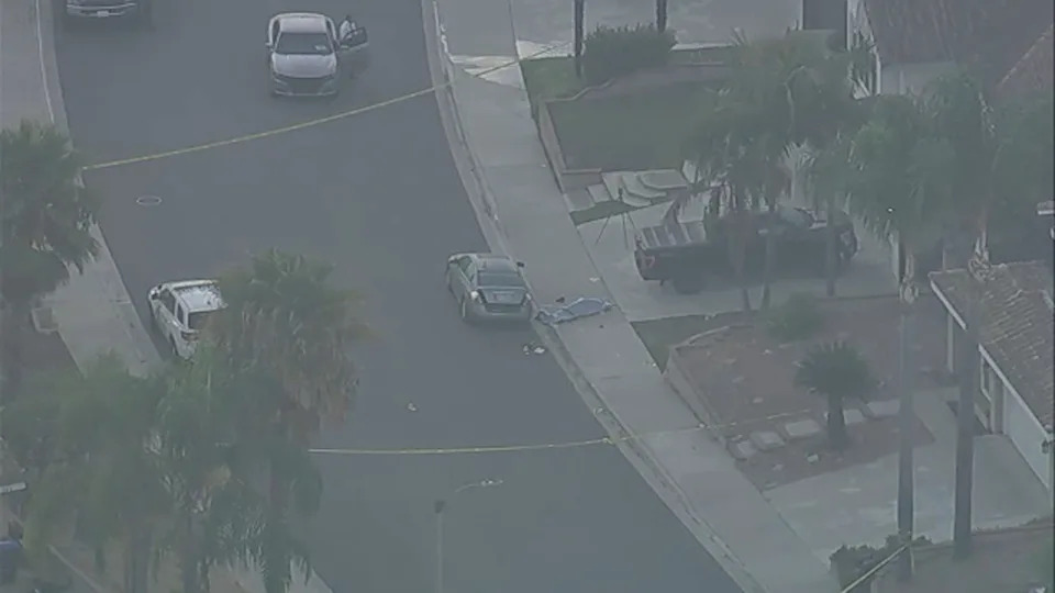 Emergency responders at the scene with evidence markers