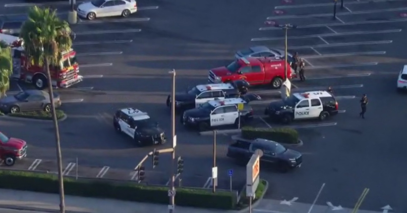 Law enforcement at Huntington Hospital during the bomb threat response