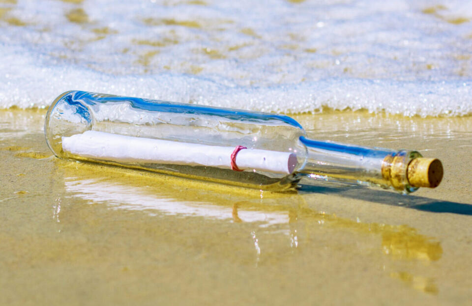 The sealed bottle containing the 53-year-old message from 1973