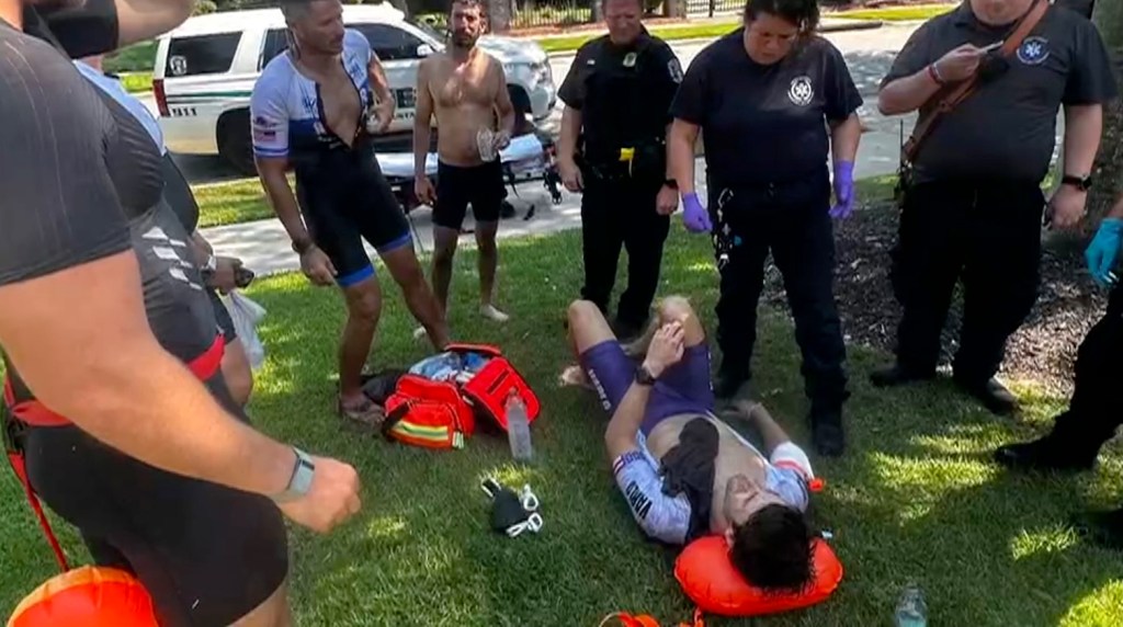 Triathlon coach, 31, savaged by alligator as beast clamped onto his arm during race training
