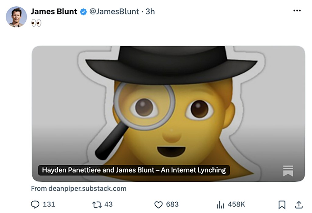 James Blunt denies being the ‘very famous undressed man’ in Hayden Panettiere’s yacht story