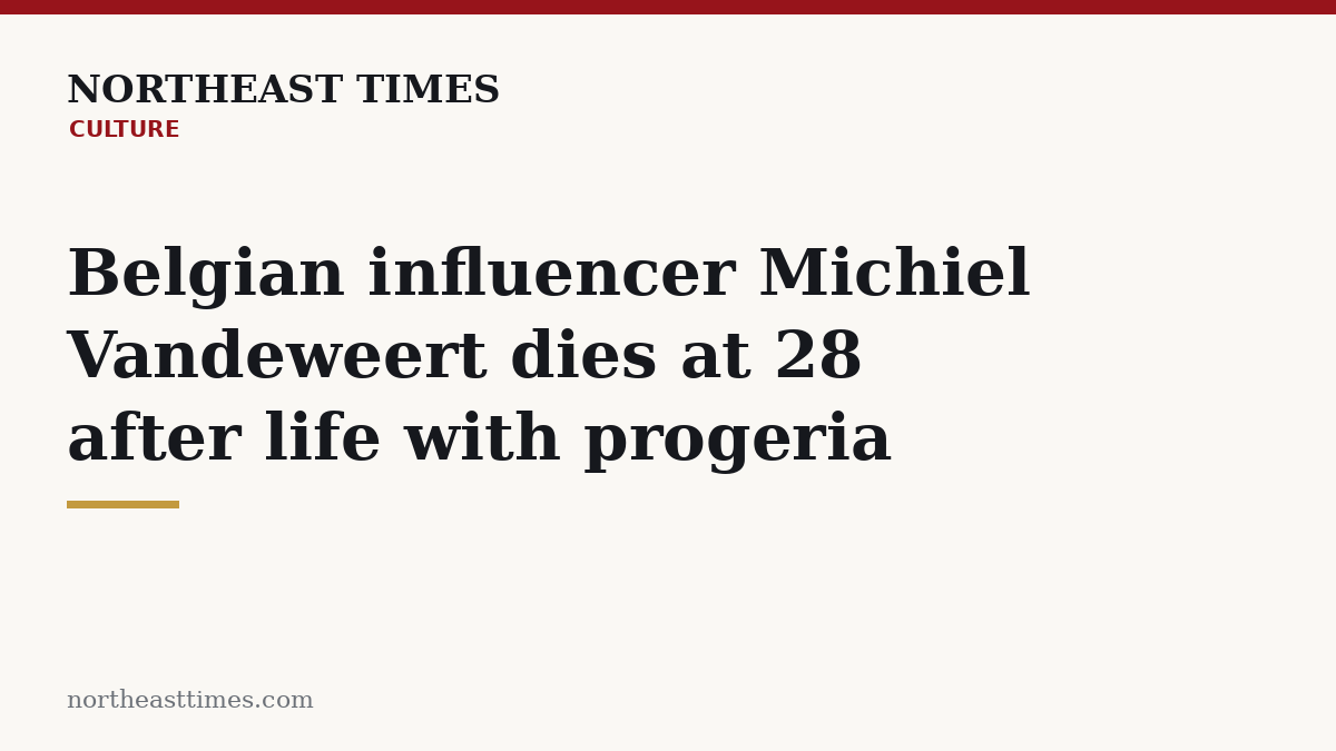 Influencer Michiel Vanderweert with rare genetic disease that causes rapid ageing dies aged 28