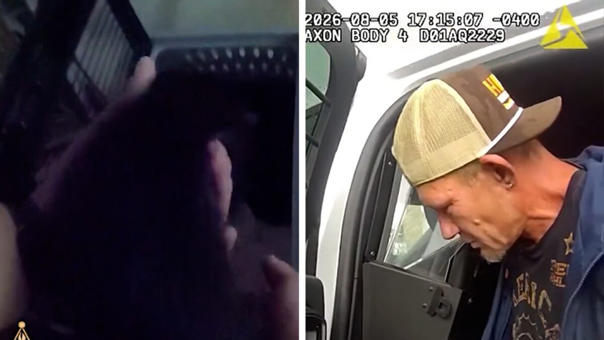 Charette being detained by deputies outside his home during the initial response.