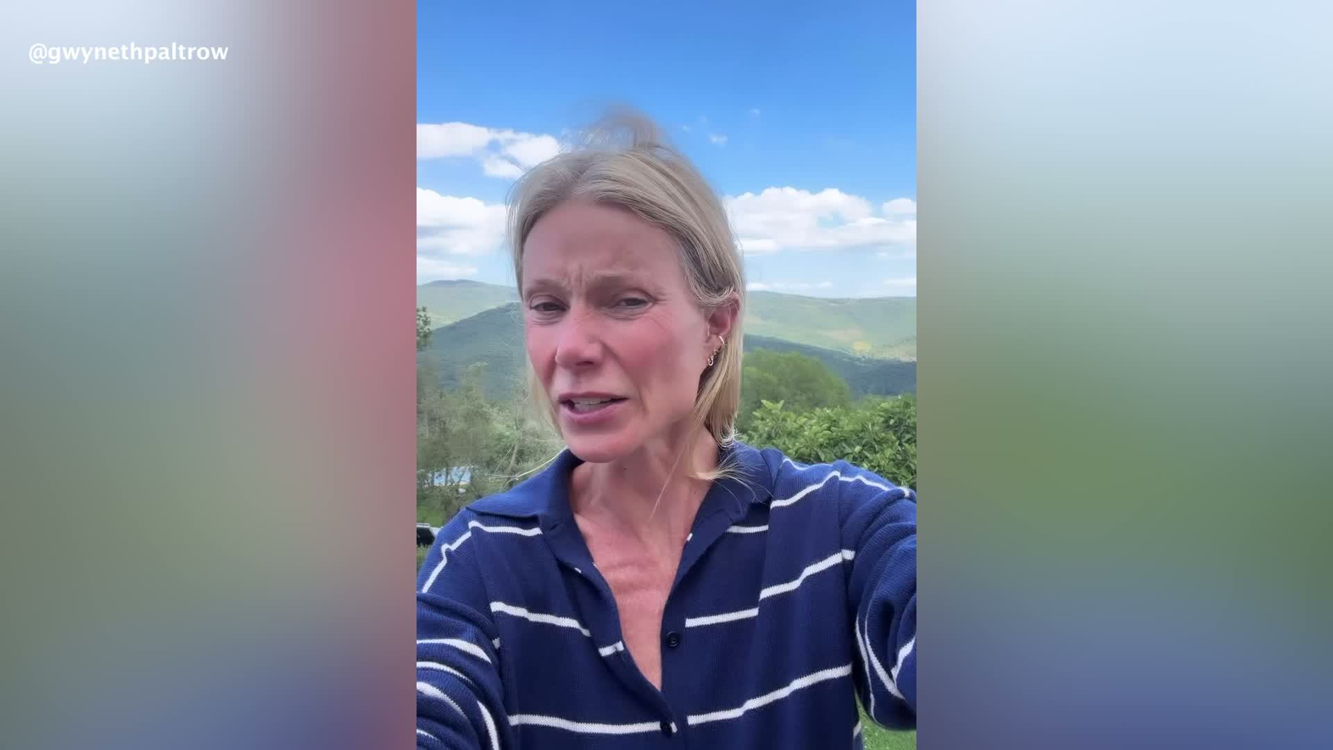 Gwyneth Paltrow debuting her TikTok account with a playful video.