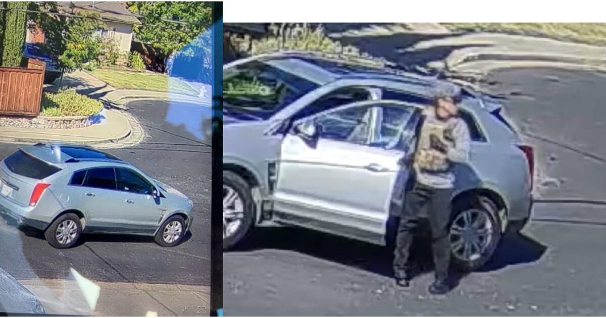 The Cadillac SUV the suspect fled in after the stabbing