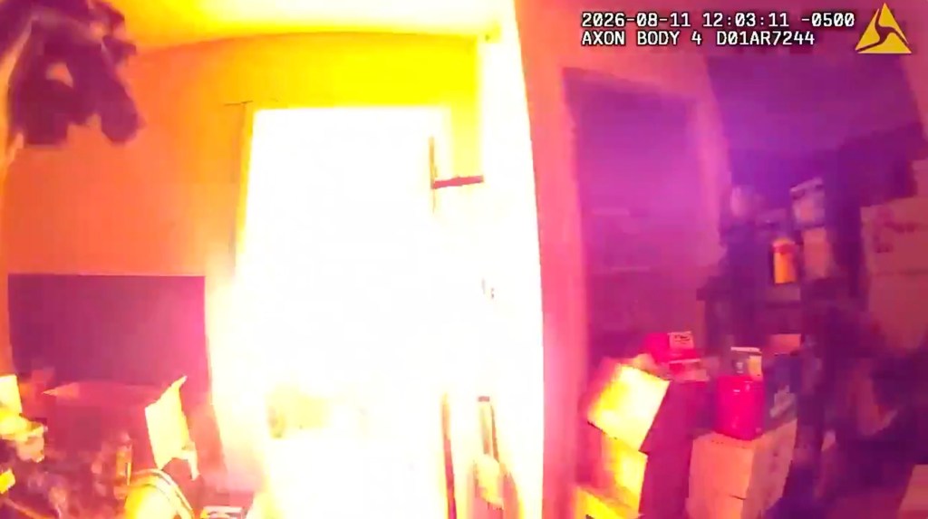 Naked madman blasts flamethrower at cops in wild bodycam footage