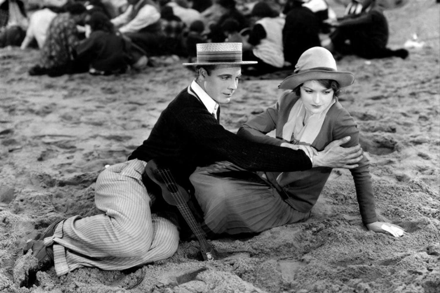 The tiny peephole glass opening where viewers peer into the silent cinema