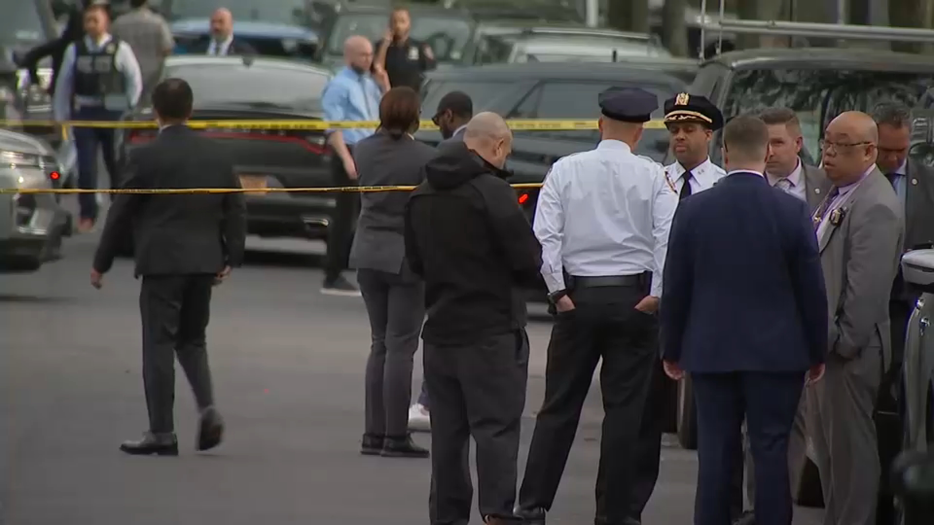 Emergency responders at the scene of the fatal shooting