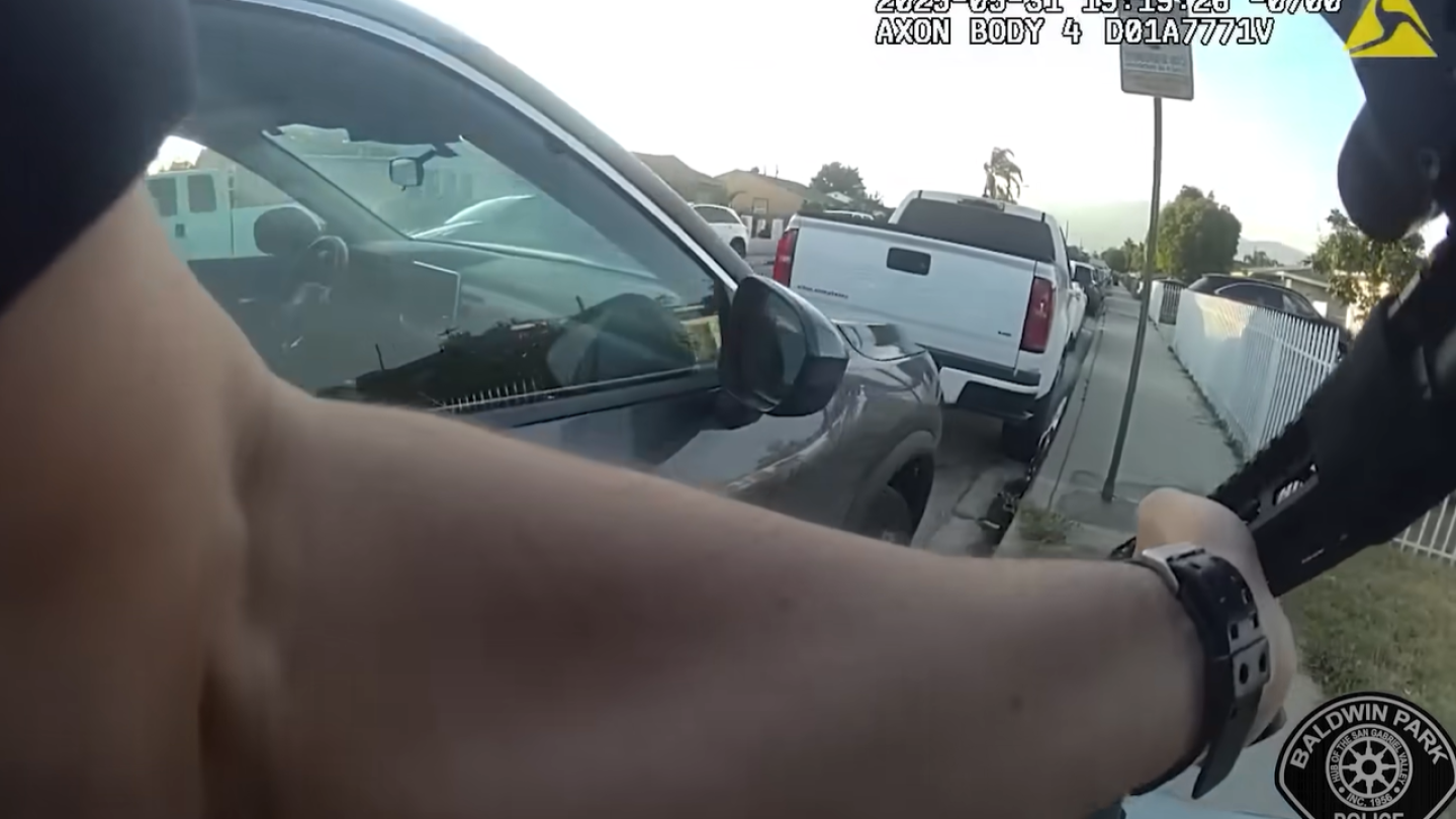 Moment California cop shoots woman at traffic stop after spotting weapon on her lap