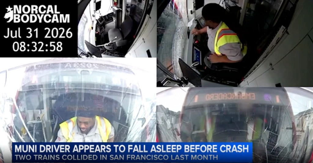 Shocking moment train operator dozes off before slamming into another train caught on camera