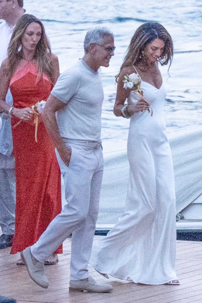 Amal Clooney goes slinky in white slip dress with George for Lake Como date night