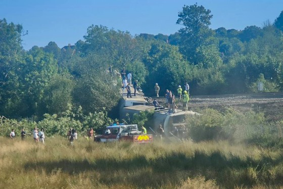 'Five helicopters' at scene as passenger train derails near Sussex