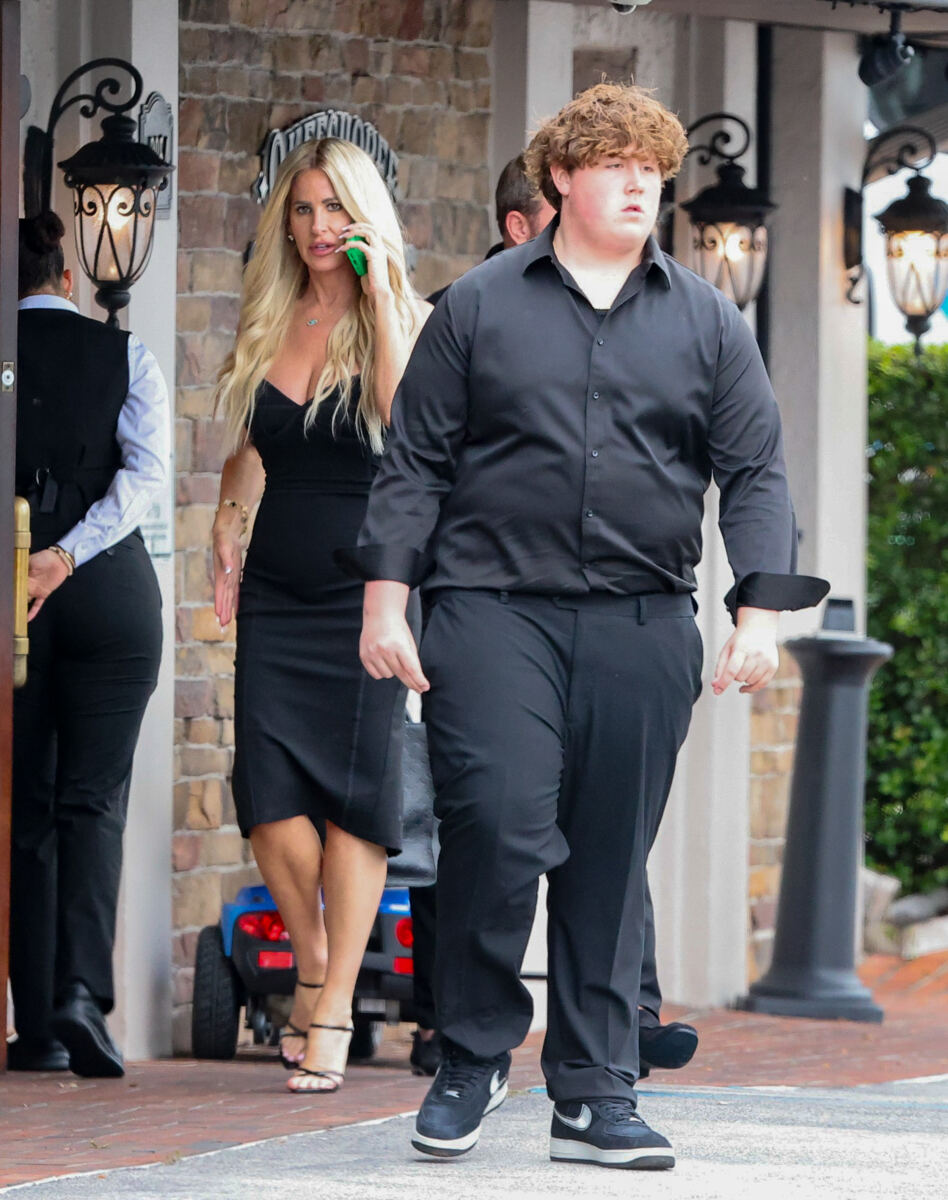 Kim Zolciak steps out for Palm Beach dinner as son KJ remains behind bars on sexual assault charges