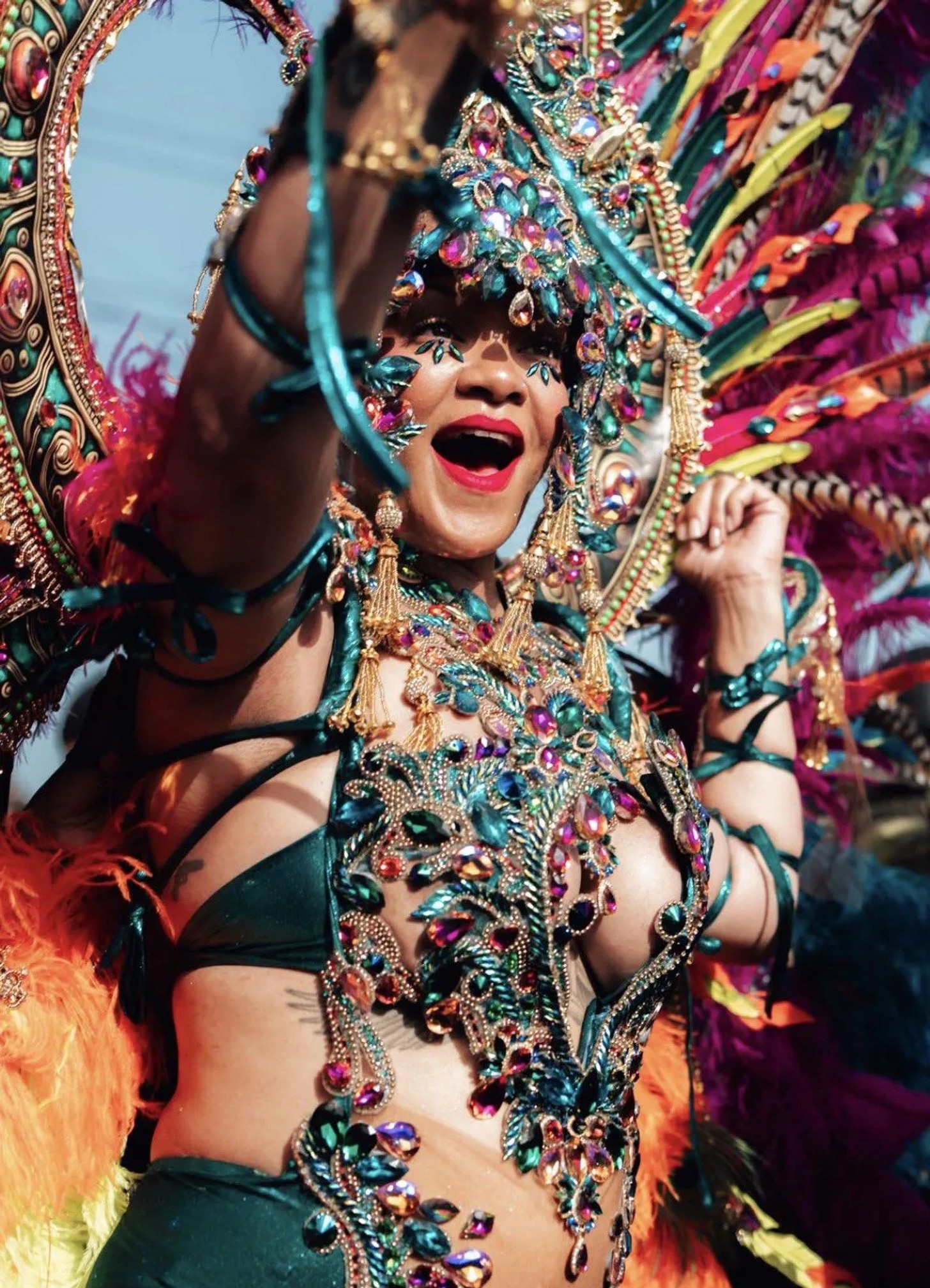 Rihanna in her bejeweled Carnival costume at Barbados's Grand Kadooment Day