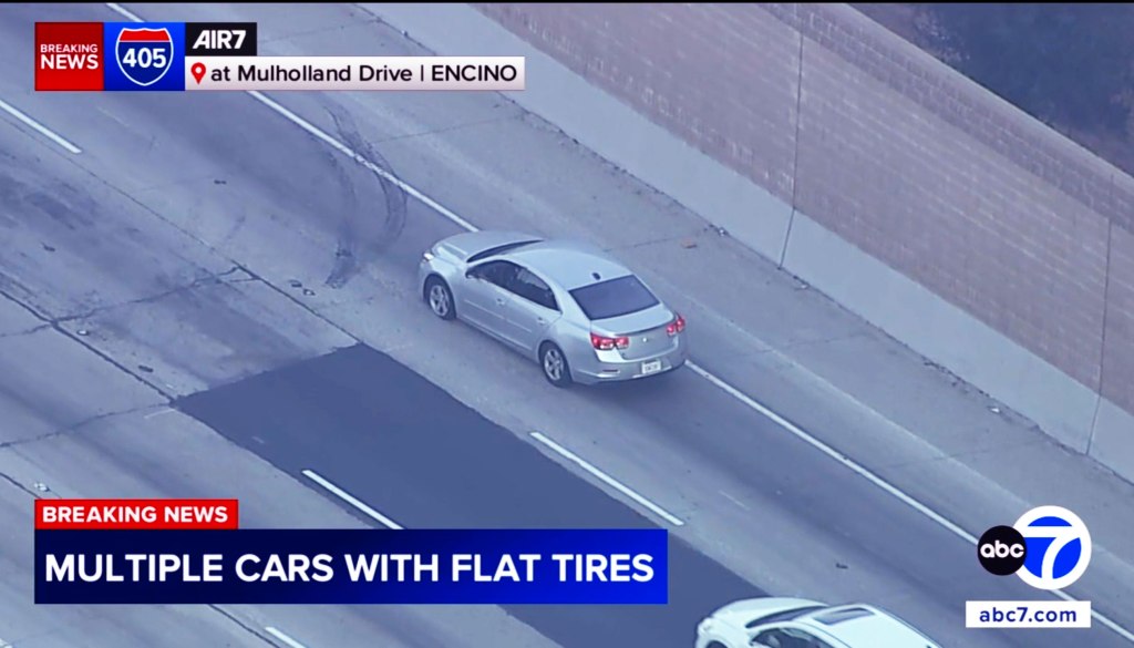Rush hour chaos on major Los Angeles freeway as multiple cars suddenly disabled