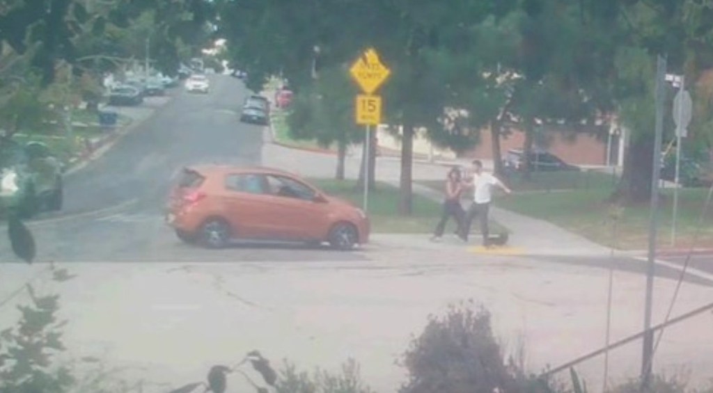 Terrifying moment deranged driver tries to run over couple and their dog at LA park: ‘Bet you’re f—ing scared now’