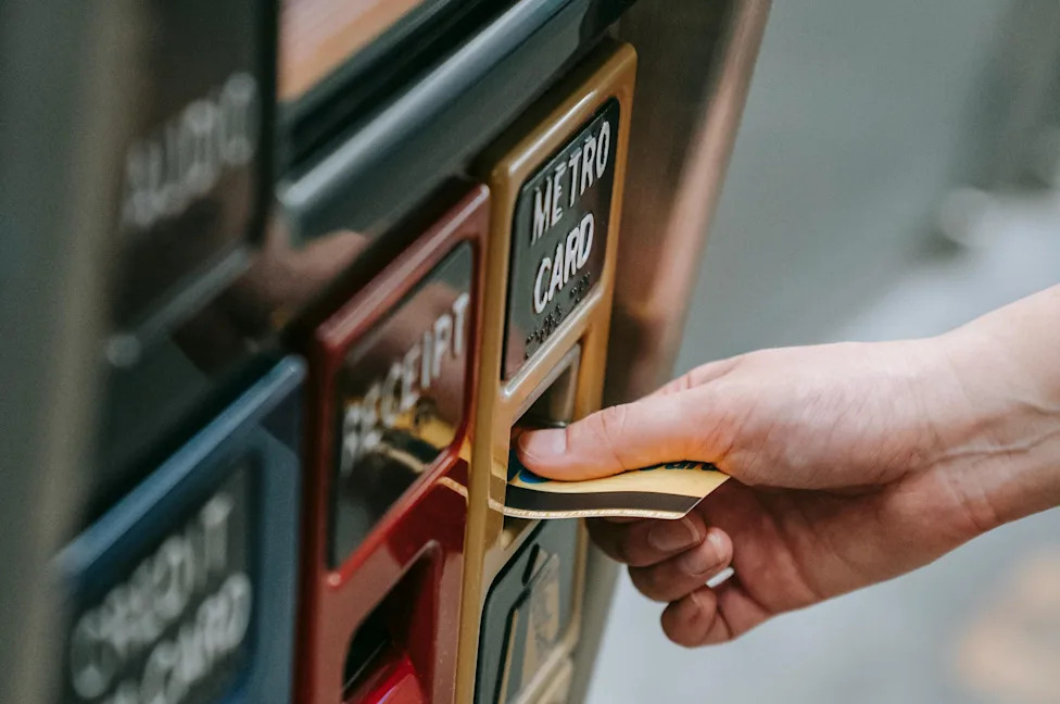 Close-up of MetroCard vending machine buttons and interface