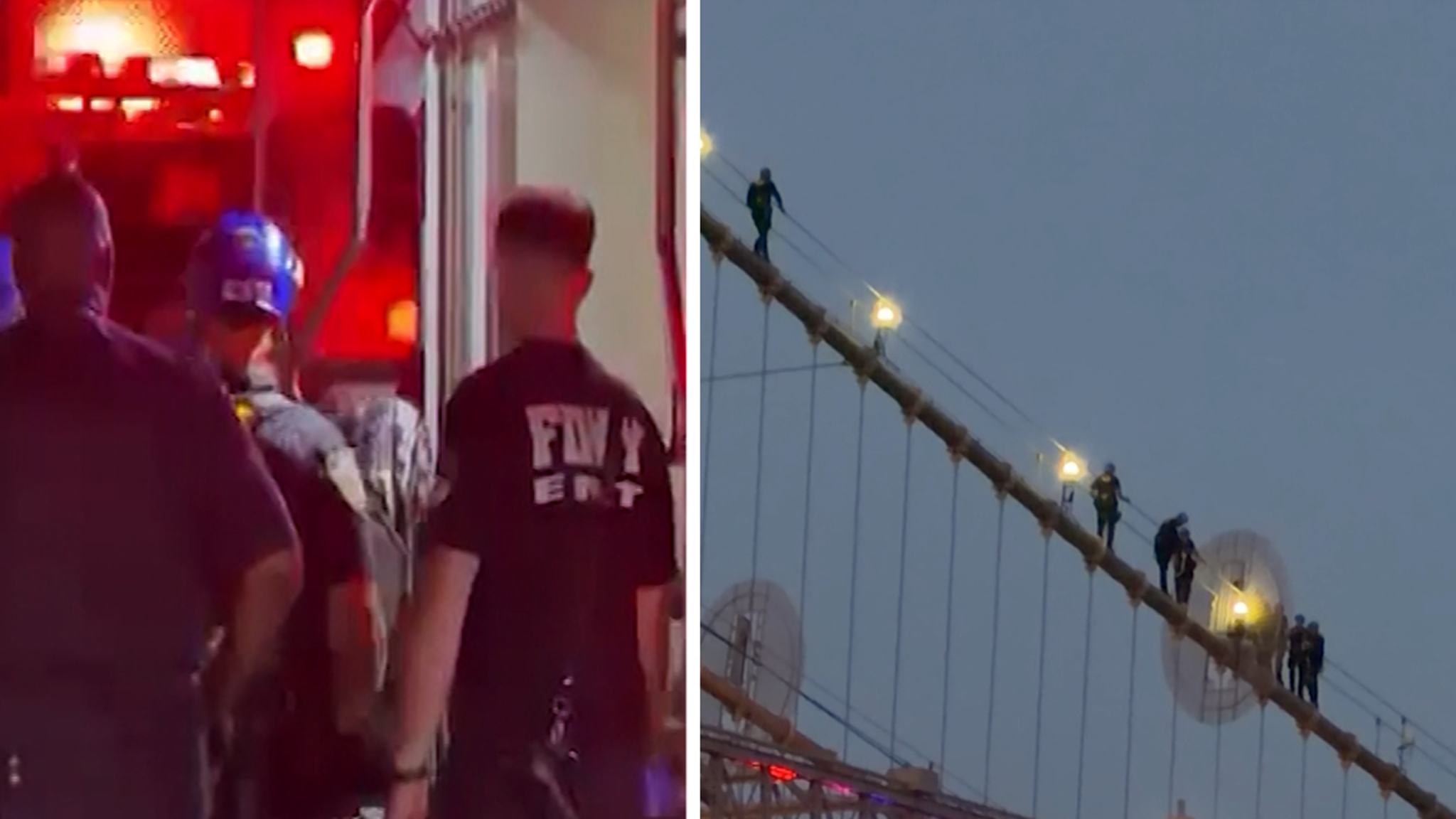 Naked nutjob jumps from Brooklyn Bridge after erecting flags